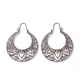 Vintage ethnic style metal hollowed-out flower earrings Bohemian carved earrings