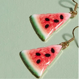 Summer small fresh lovely fruit watermelon strawberry lemon earrings Korean temperament earrings earrings earrings