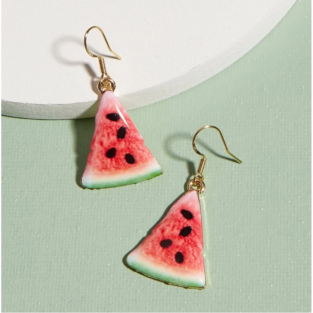 Summer small fresh lovely fruit watermelon strawberry lemon earrings Korean temperament earrings earrings earrings